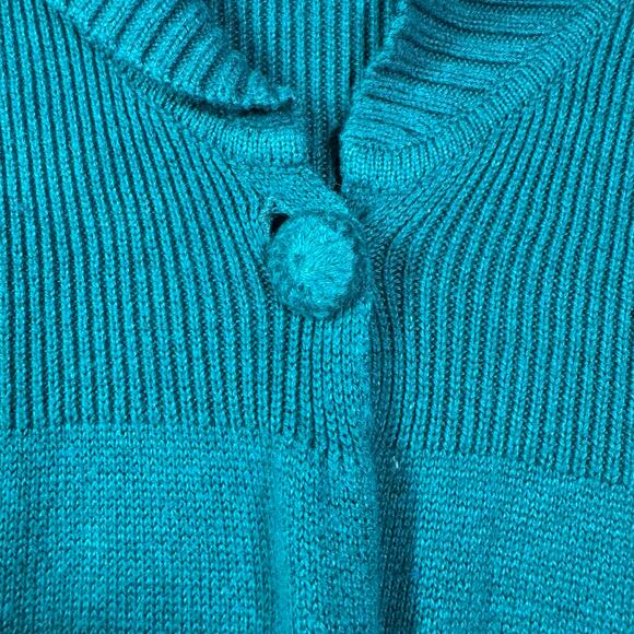 Alfani Lg Cardigan Angora Blend Teal Green Shawl Collar Single Button Closure rd - Picture 7 of 16